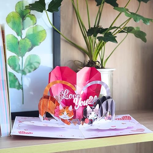 Miniatura 5 de HEARTAGS Tarjeta desplegable para el día de la madre, tarjeta del día de la madre de pareja de gatos para esposa, hija, regalos del día de la madre