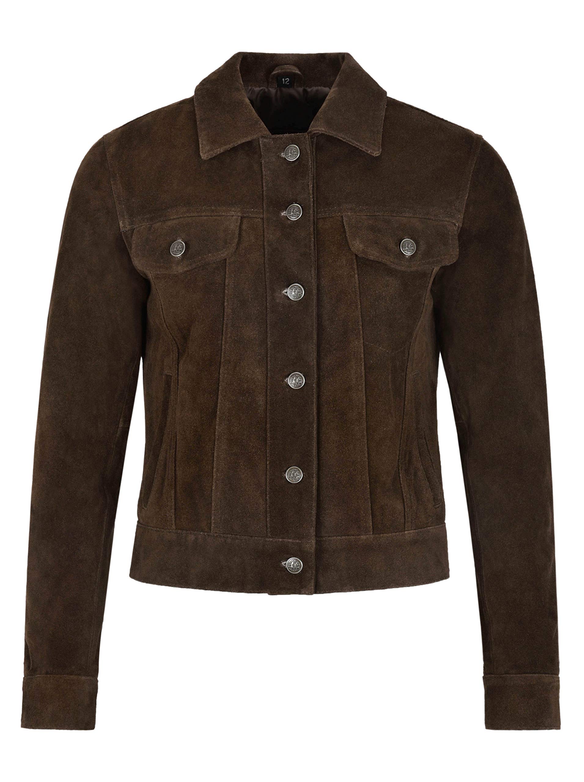 Women's Trucker Real Leather Jacket 100% Suede Casual Fashion Shirt Jacket 1680