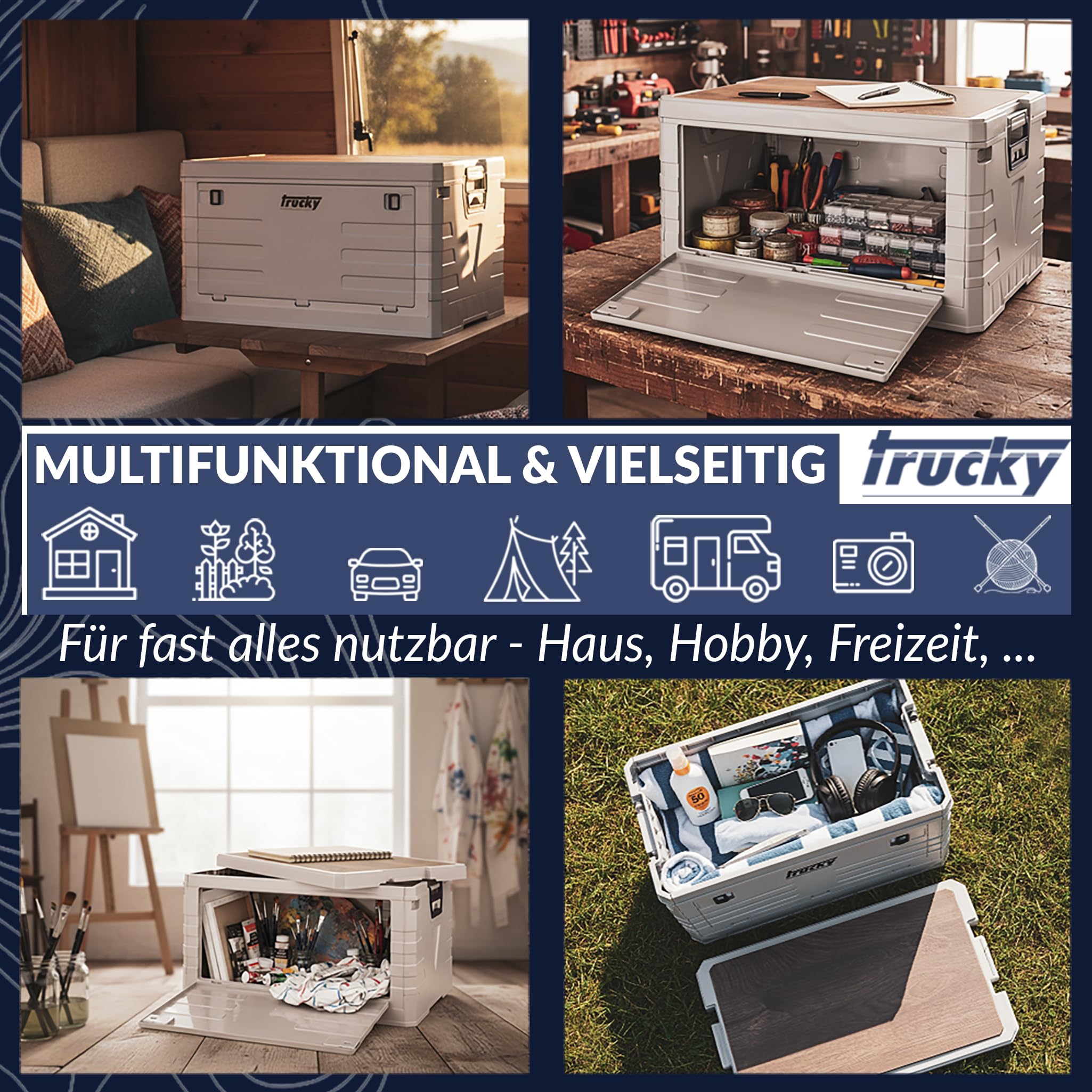 Trucky Storage Box Camping Klappbox Klappkiste Aufbewahrungsbox mit Deckel