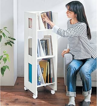Amazon｜[ベルメゾン] マガジンラック キャスター付き 本が見やすい
