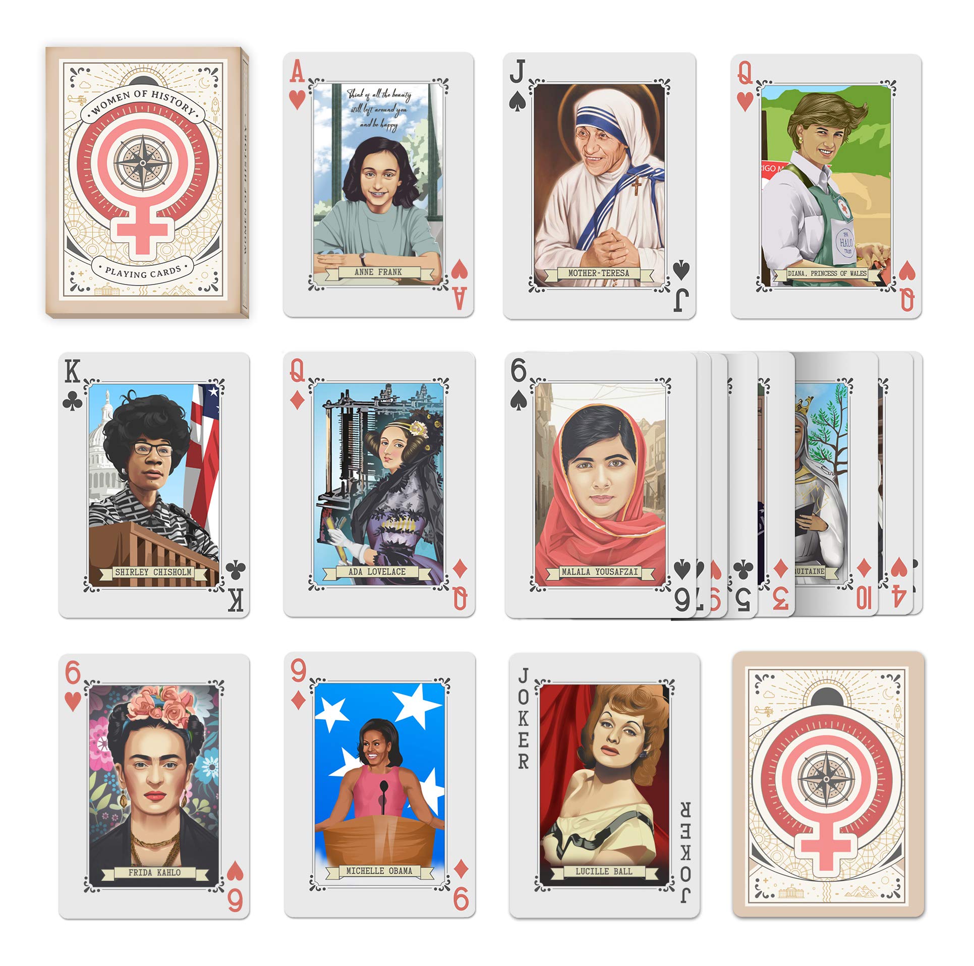 ASVP Shop Women of History Playing Cards Deck Feminine Empowerment Gift Games Poker Ladies