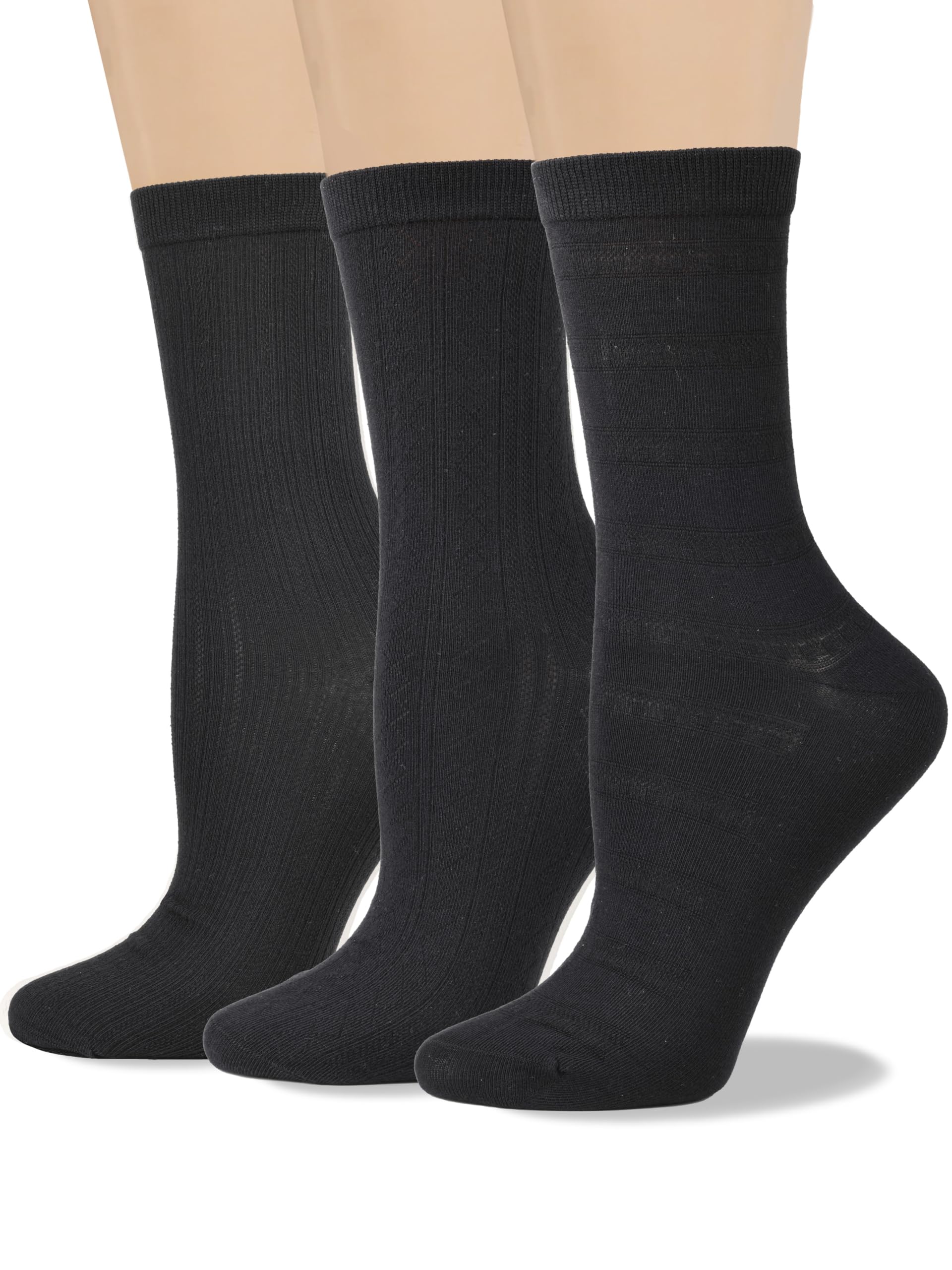 COTTON DAY Women's Soft Combed Cotton Socks Seamless Toe Black White Navy