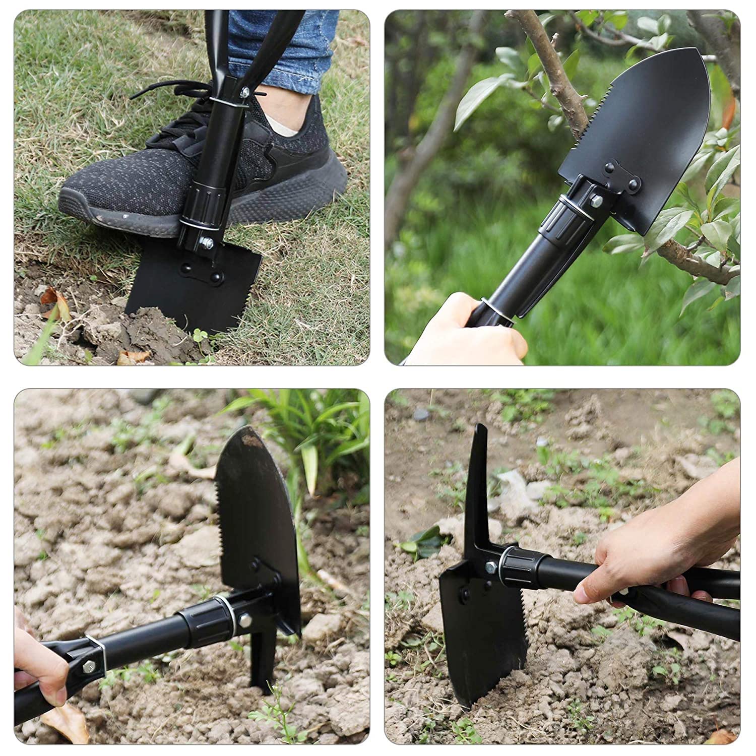 AASONS Small Multi-Function Folding Shovel Camping Garden Shovel Multi-Purpose Car Emergency Tool | Multitool Mini Outdoor Multifunctional Portable Tool Lightweight for Outdoor Hiking with Cover - Image 2 thumbnail