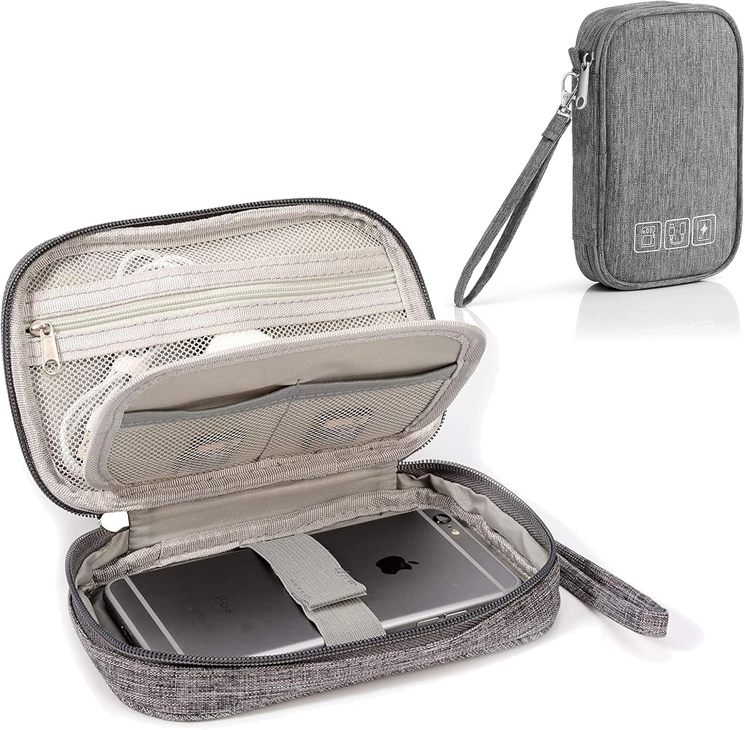 Swift Portable Travel Universal Cable Organizer Electronics Accessories Bag, Electronic Organizer Small Digital Gadgets Carrying Case Pouch for USB Cord | SD Cards | Earphone | Power Bank – (Grey)