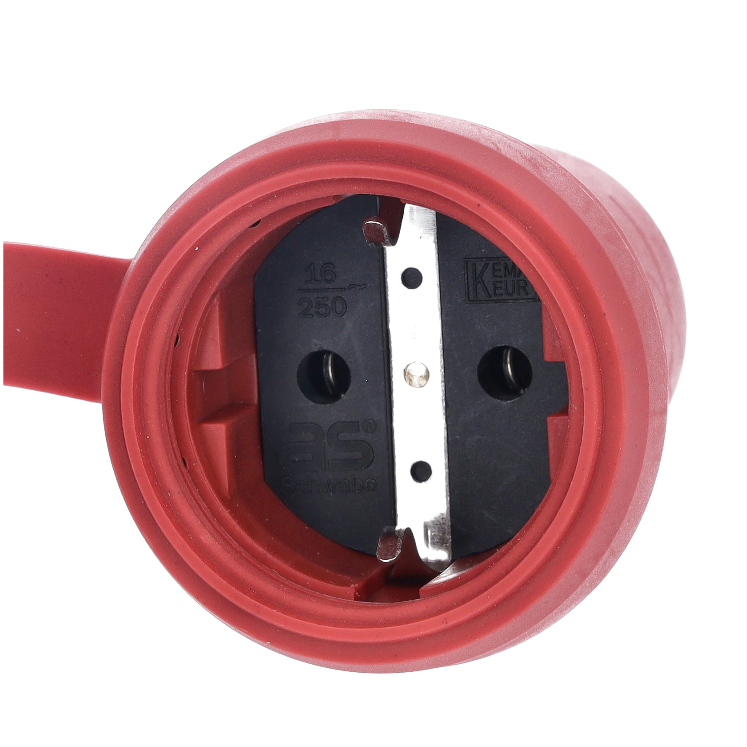 as - Schwabe Acoplamiento de protección de contacto rojo, para cables de hasta máx. 2,5 mm², acoplamiento de goma adecuado para exteriores – 230 V/16 A – IP44, 62291