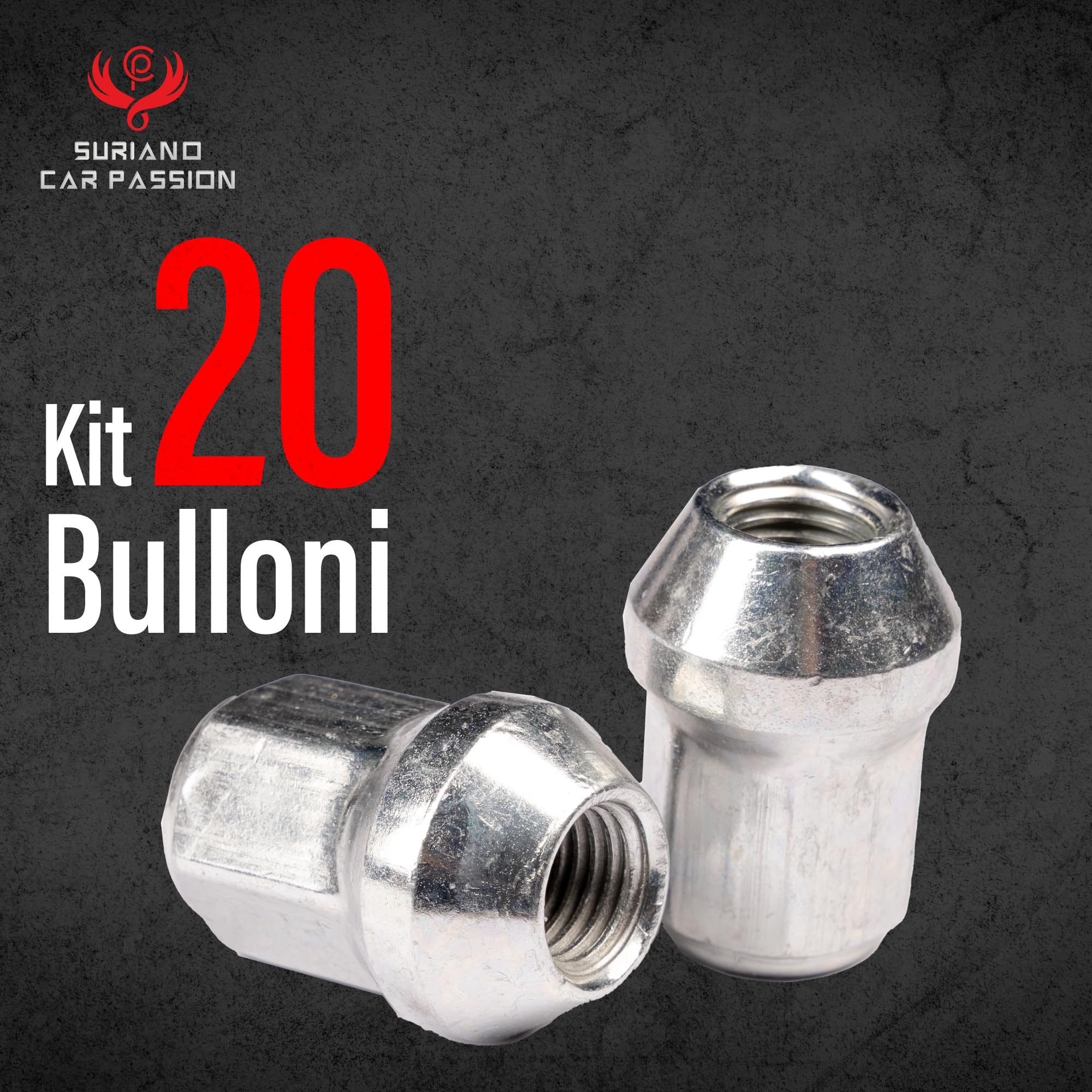 Kit 20 bulloni ruota per FORD VARI MODELLI cerchi in acciaio e in lega Farad