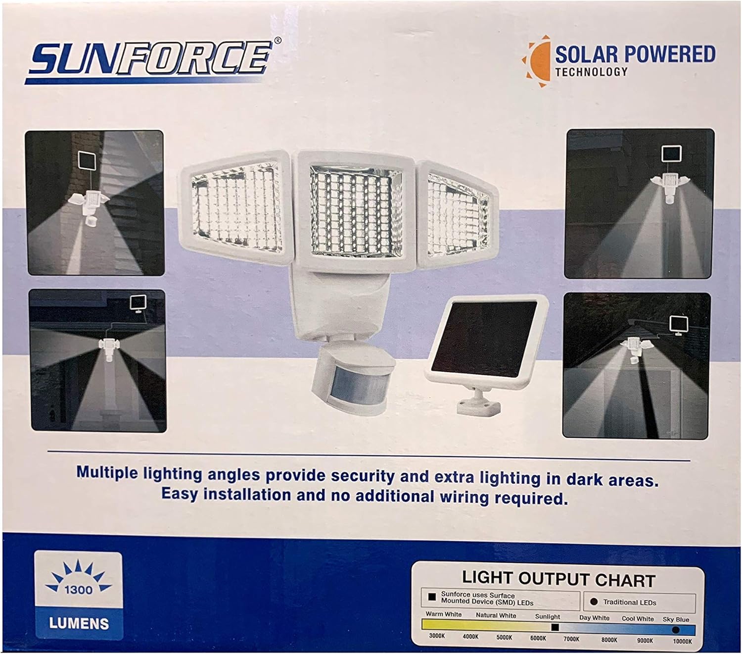 Best Review Sunforce Solar Motion Activated Security Light Triple Head 1300 Lumens
