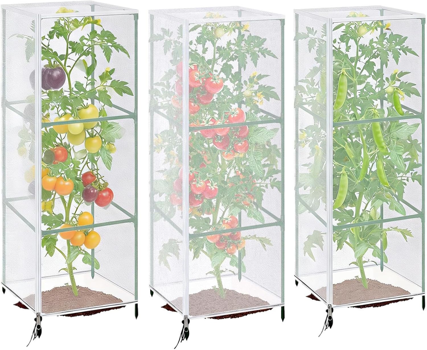 Plant Covers from Animals | Square Anti-gnat Net,150x45cm Garden Cloches for Plants with Zipper and Drawstring - for Bird Cat Poultry Fruit Vegetable Flower Tomato Garden Balcony