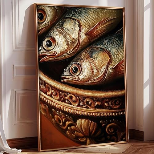 Imágenes vintage de peces retro, póster de animales antiguos, pinturas de animales divertidos, lienzo de los años 90, arte de pared de naturaleza