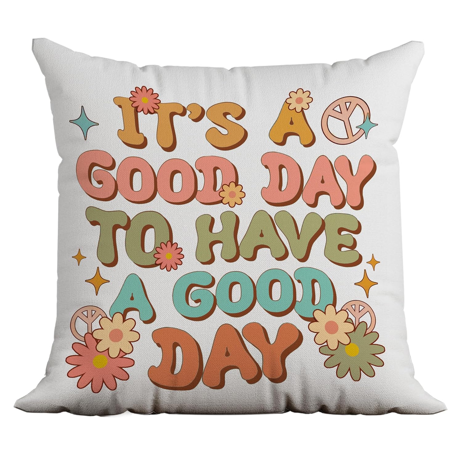 uinwk Positive Pillow Covers Positive Quotes Pillow Cases Retro Groovy Pillow Motivational Gifts for Women Friends Girls