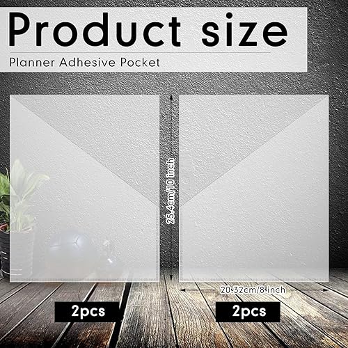 Miniatura 2 de Chinco Paquete de 4 bolsillos adhesivos para planificadores, bolsillos adhesivos transparentes para planificadores, hogar, oficina y accesorios