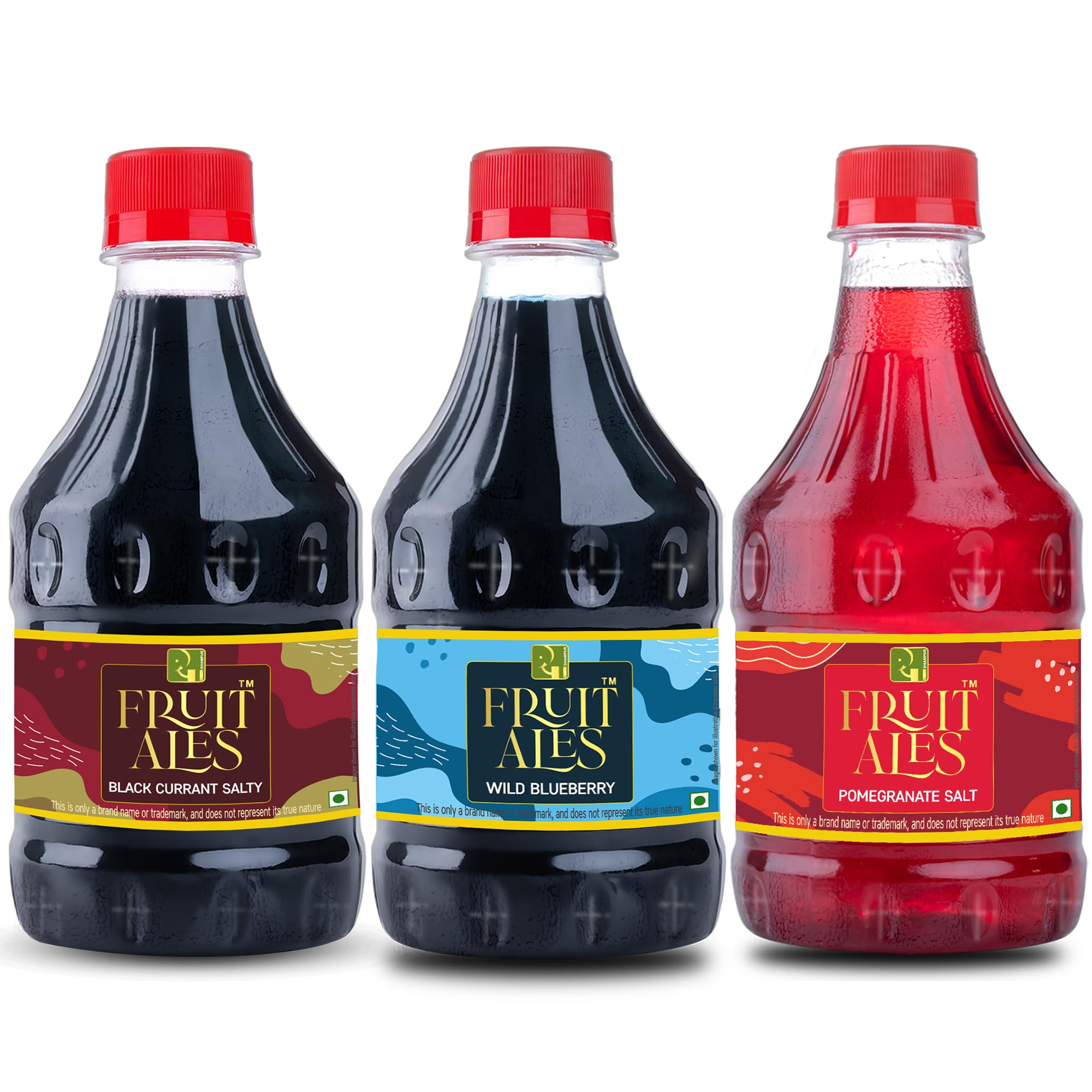 Dhampure Speciality Kids Mocktail Syrup - Black Currant Salty, Wild Blueberry & Pomegranate Salt For House Parties - 900Ml (3 X 300Ml) | Makes 12-15 Drinks Per Bottle