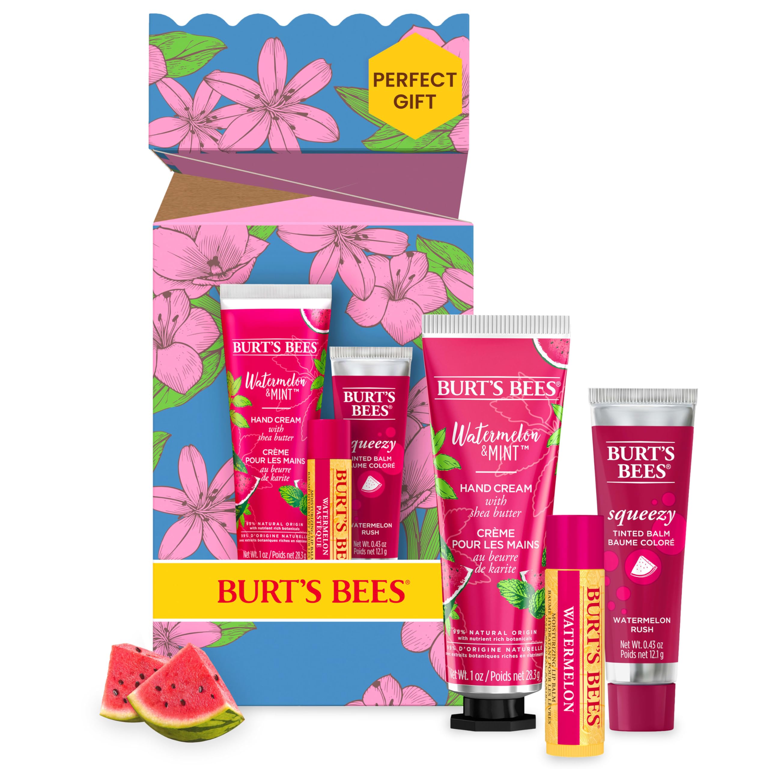 Mothers Day Gifts for Mom, 3 Self Care Products, You're One in a Melon - Watermelon & Mint Hand Cream, Watermelon Lip Balm & Watermelon Rush Squeezy Tinted Lip Balm (Packaging May Vary)