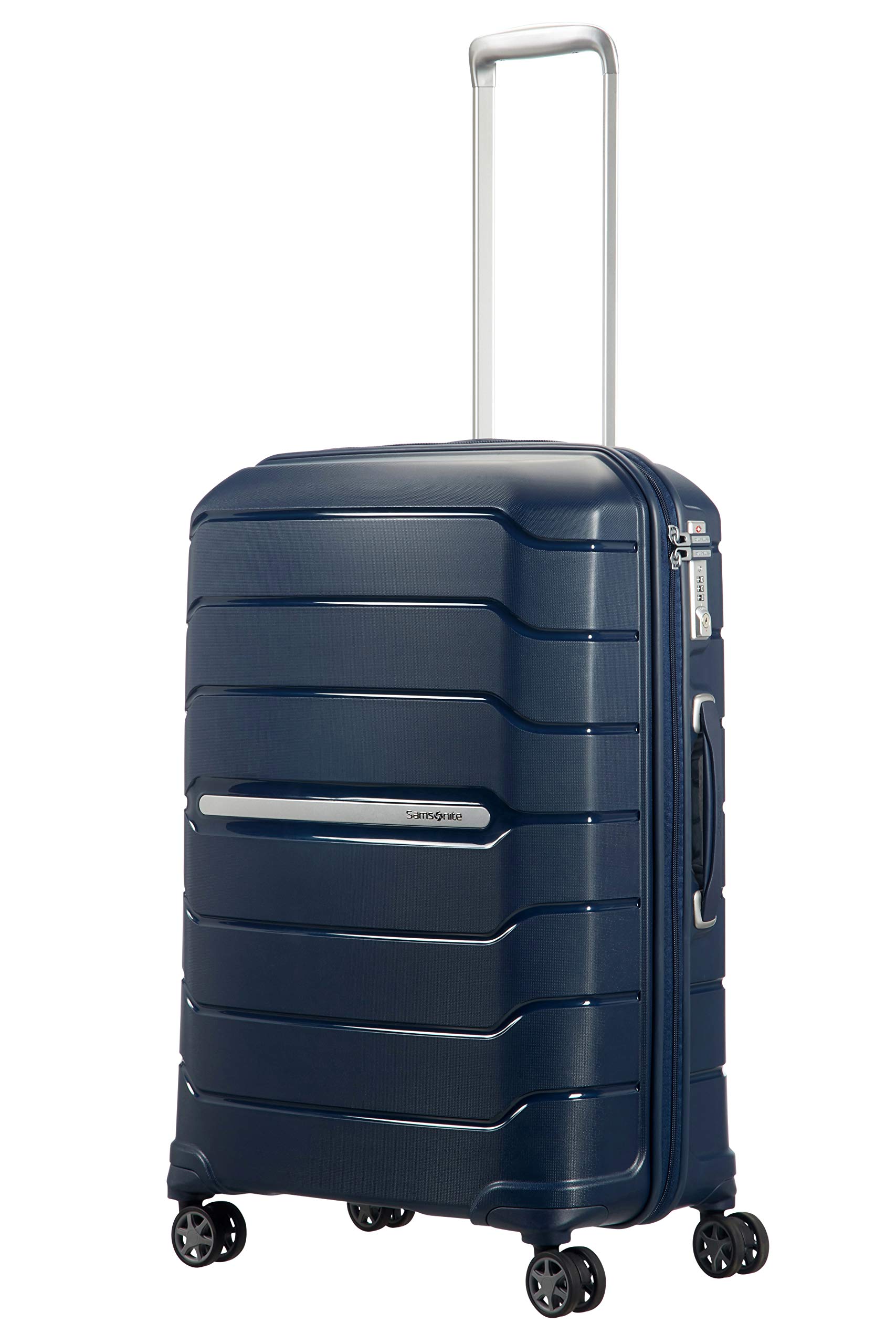 Samsonite Flux - Valigia espandibile Spinner M, 68 cm, 85 L, Blu (Blu Navy)