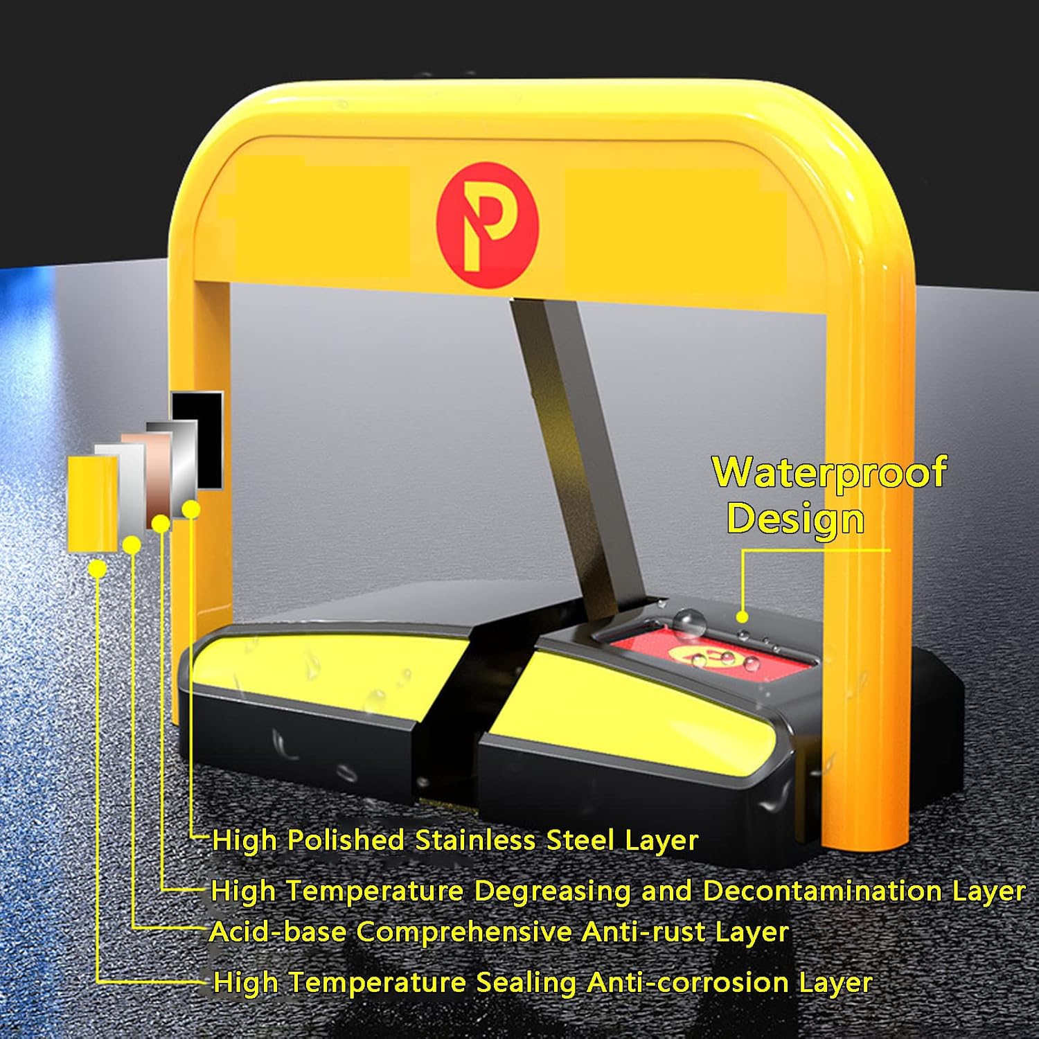 Parking Space Lock Folding Parking Barrier, Automatic Remote Controlled Parking Post, 50M Parking Space Lock for Home, Business, Office & Commercial