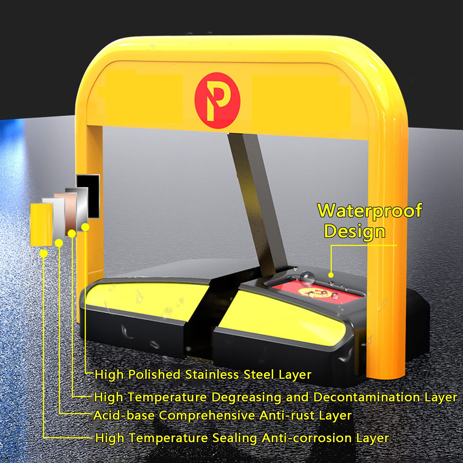 Barrière De Parking Rabattable, Verrouillage De Stationnement, Parking Barrière avec 2 Télécommandes, Automatique Télécommande Stationnement Verrouillage