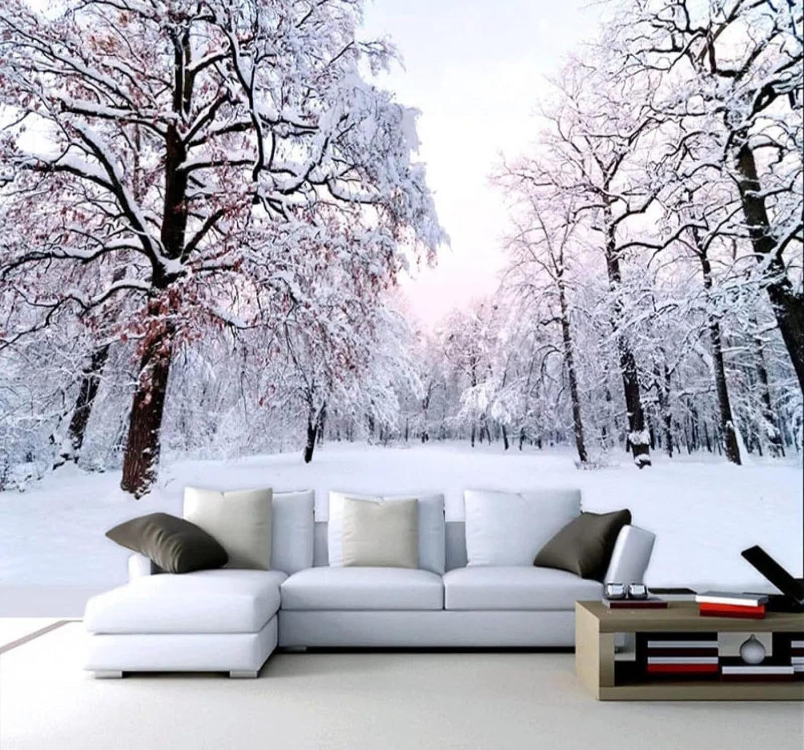 XLMING Ethereal Winter Forest Snowy Scenery Natural Landscape 3D Wallpaper Luxury Home Dining Decor Paste Sofa Living Room The Wall for Bedroom Mural-400cm×280cm