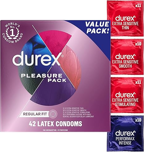 Condoms, Durex RED Extra Sensitive, Ultra Fine, Extra Lubricated Natural Rubber Latex Condoms for Men, 42 Count, FSA & HSA Eligible