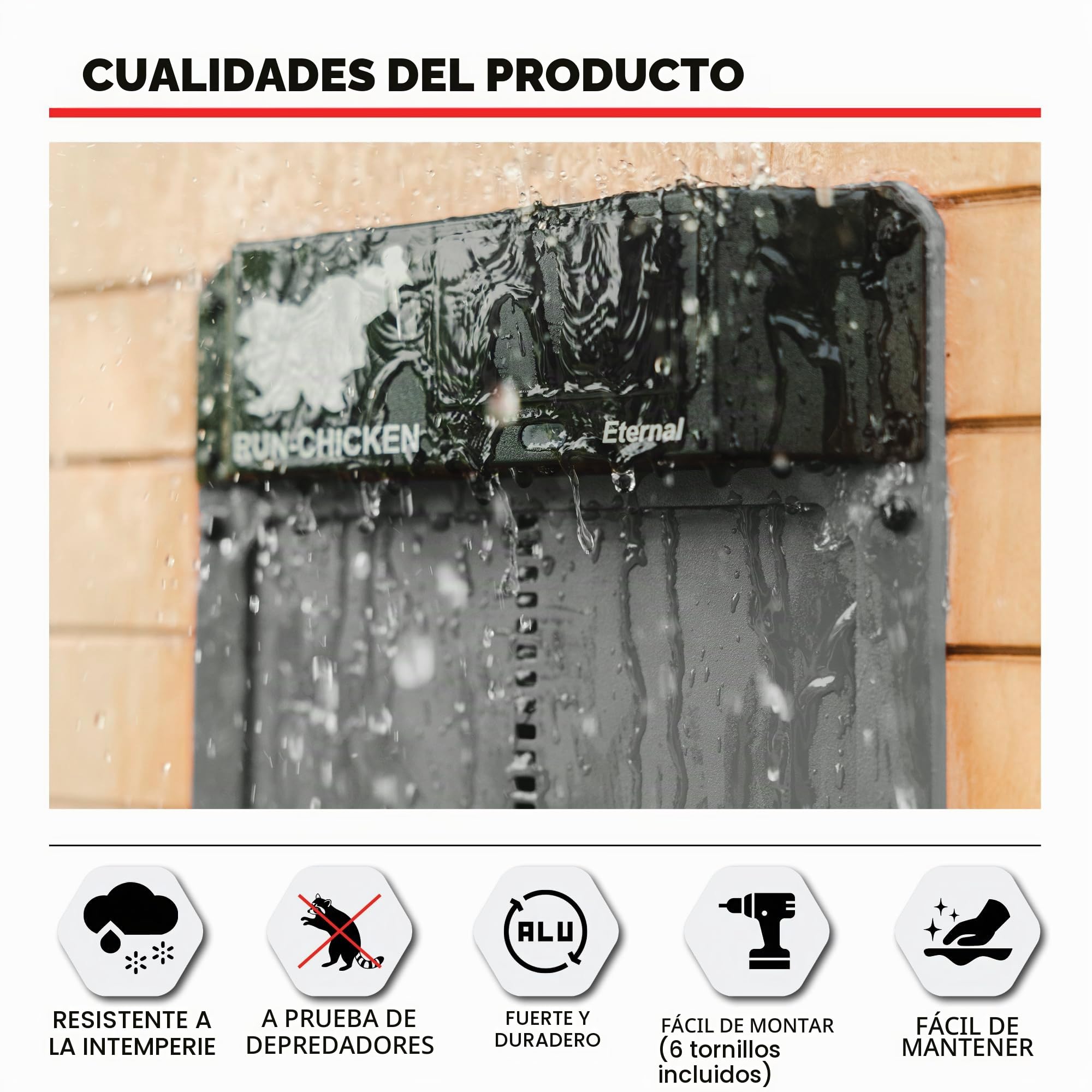 Run‑Chicken Door Eternal Gris – Puerta automática Gris para gallineros con energía Solar, batería Recargable de Larga duración, Control por App, Sensor de luz y Aluminio Resistente para Exteriores