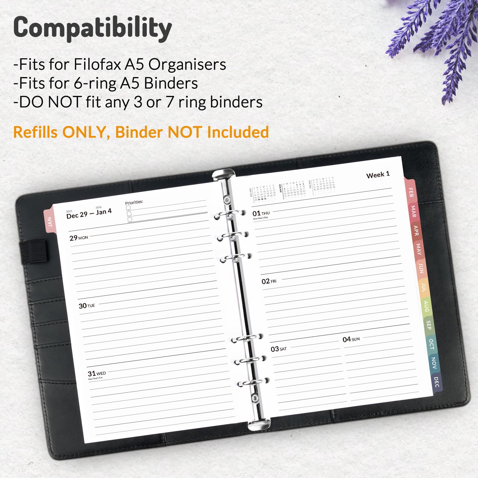 Snapklik.com : 2026 Weekly & Monthly Planner Refills For A5 6-Ring ...