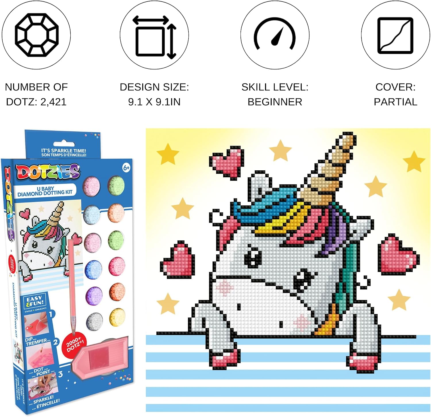 DIAMOND DOTZ U Baby Diamond Painting Kits for Adults - Diamond Art Kits a Relaxing Creative Craft Kit with Dotz Gems 9.1x9.1