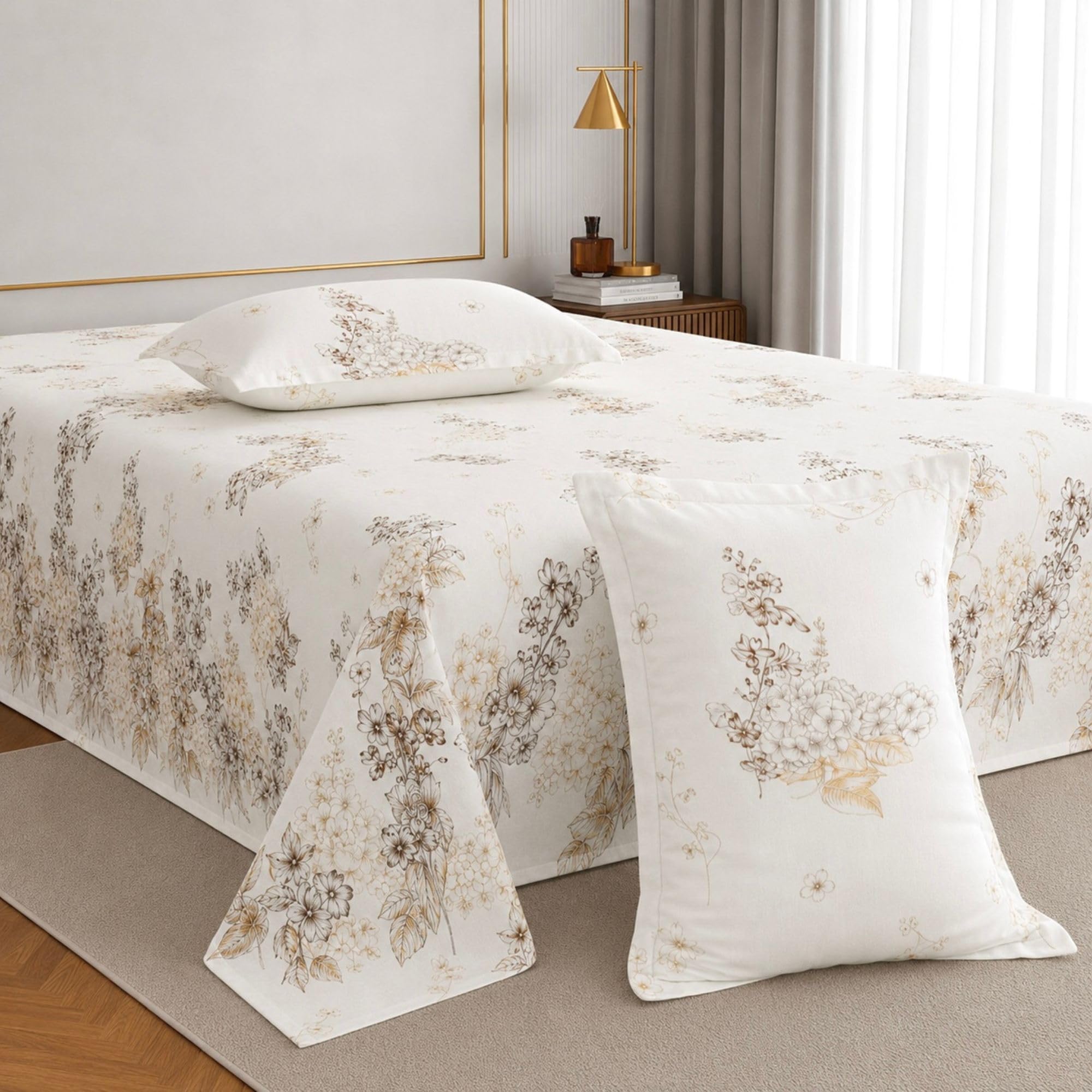Jaipur Weaves Bedsheet King Size 100% Pure Cotton 180 TC Bed Sheet with 2 Pillow Covers, Super Soft Cozy Bedsheets Set,108X108 Inches/ 9Ftx9Ft (Blossom Garden, Super King, Pack of 1)-image-47