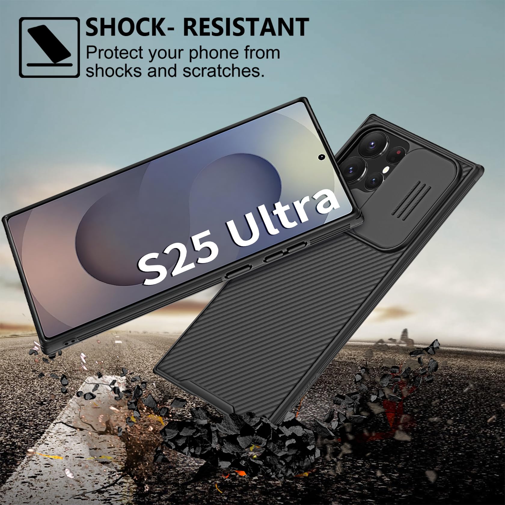 AROYI Cover Compatibile con Samsung S25 Ultra 5G, Cover S25 Ultra 5G Protezione Fotocamera Anti Graffio Hard PC Custodia per Samsung Galaxy S25 Ultra 5G (6.8") - Nero