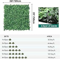 Vista 4 de YITAHOME 24 paneles de pared de césped artificial de 20 x 20 pulgadas, paneles de pared de seto de boj de césped artificial, valla de privacidad