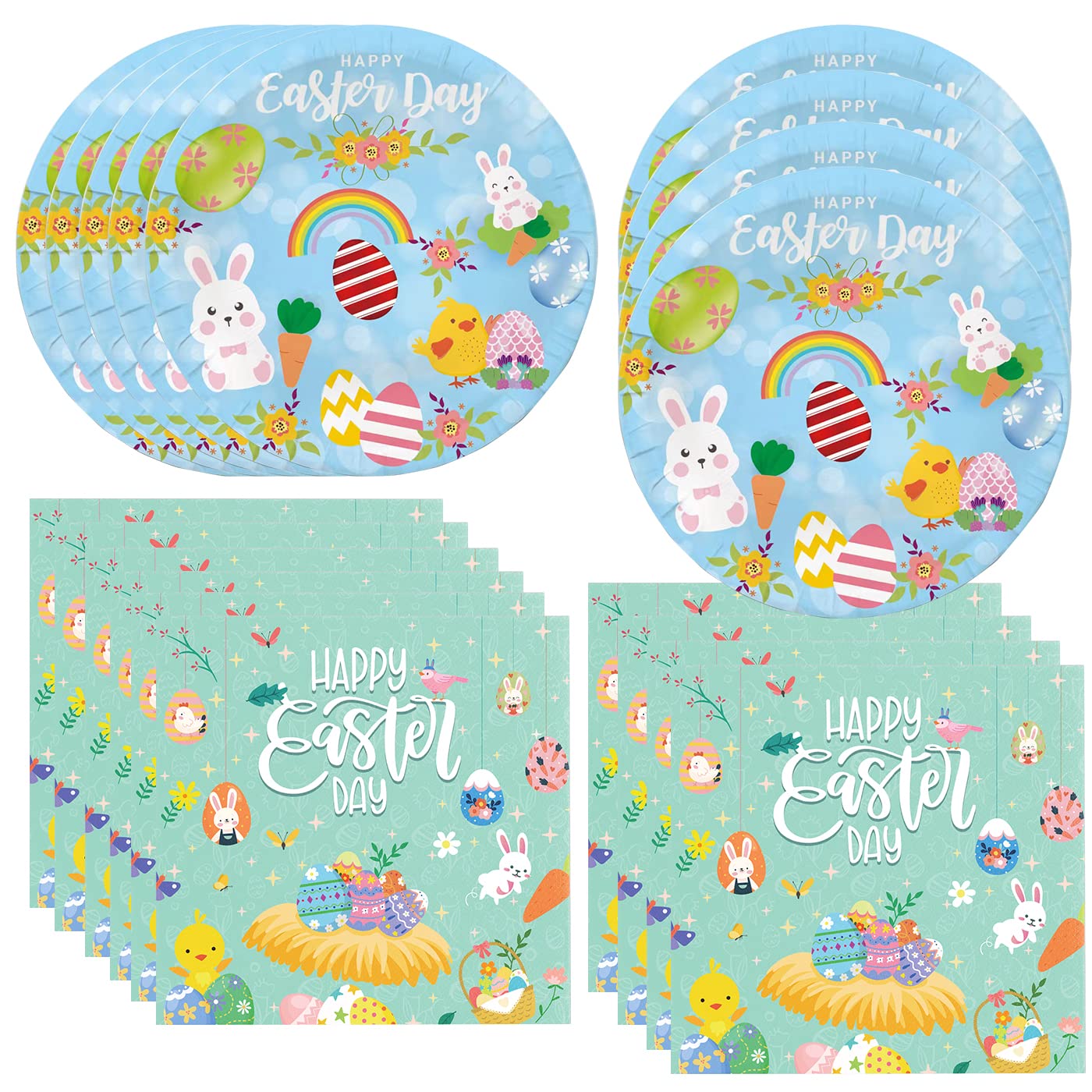 Photo 1 of 40Pack Easter Party Supplies Taableware Set Include 20 Easter Plates 20 Napkins for The Crown Easter Party Decoration