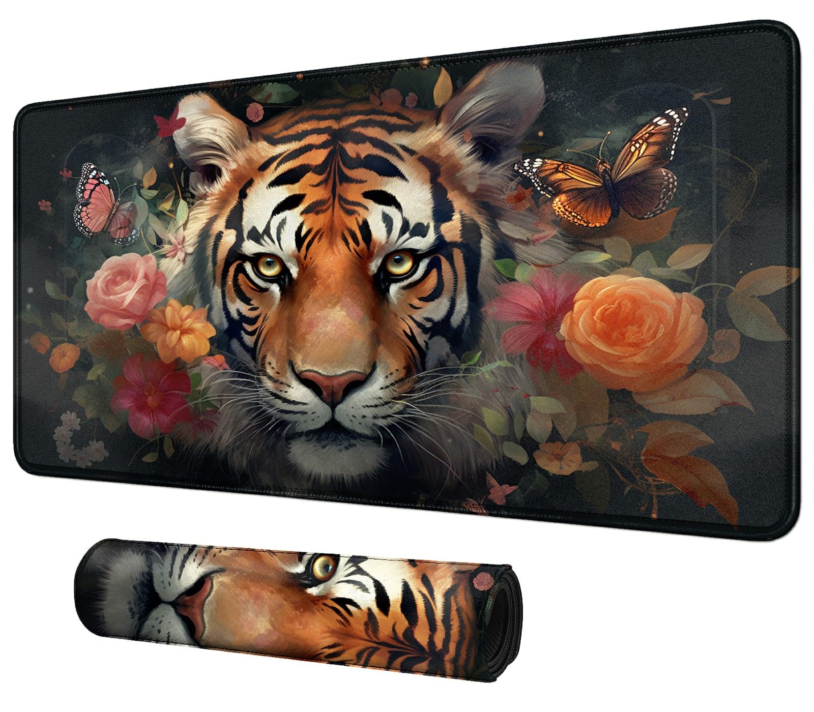 Card Mat for MTG &amp; TCG Playmat,Tiger Flowers
