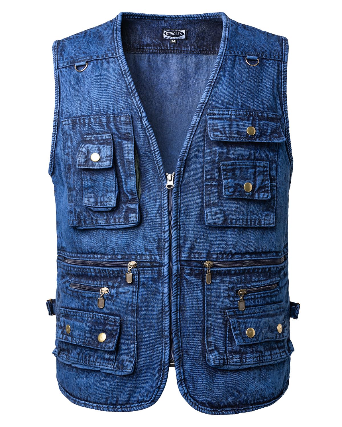Herren Retro Jeans Weste Motorrad Weste Vintage Kutte Jeansweste Ärmellos Jeans Jacke Denim Weste mit Vielen Taschen
