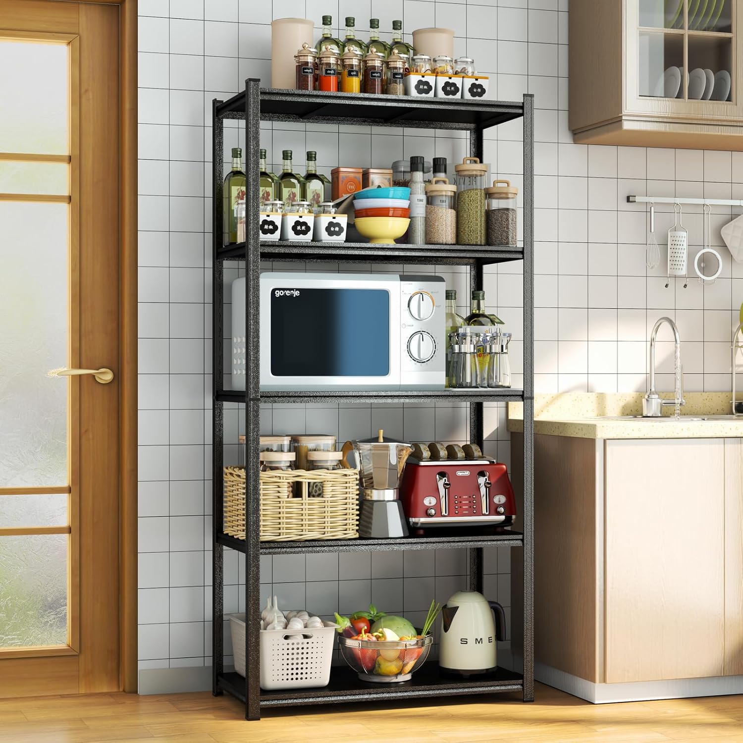 Book Shelf, Metal Storage Shelves, Adjustable Bookshelf 5 Tier Industrial Tall Bookcase, Bedroom Organization and Storage Rack Display Shelves for Living Room Home Office Pantry 35.4"W*15.7"D*71.2"H - Image 5