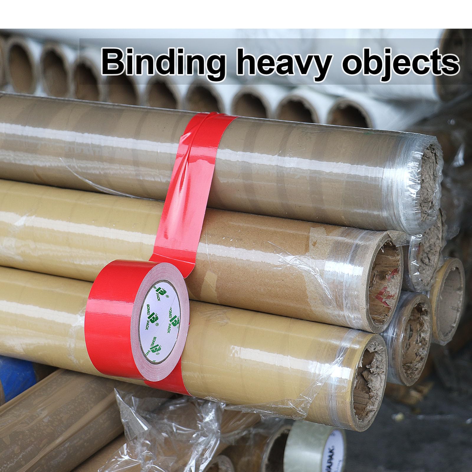 BOMEI PACK Lot de 2 rouleaux de ruban adhésif rouge de 50 mm x 30 m – Ruban adhésif et imperméable pour réparation professionnelle et ruban Gaffer en tissu super résistant