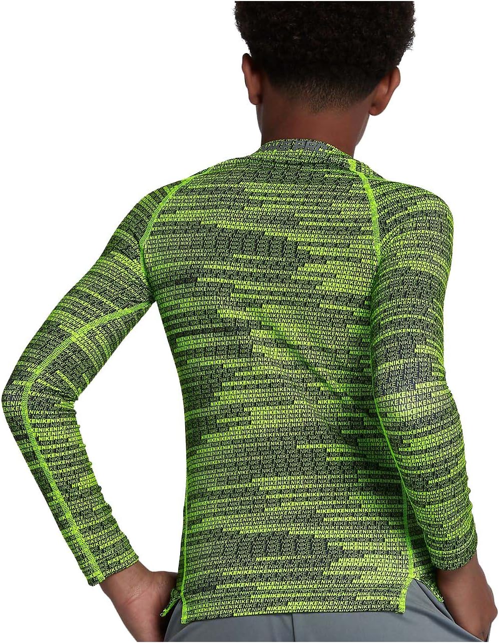 Nike Big Boys' (8-20) Dri-Fit Pro Warm L/S Training Top-Volt-XS