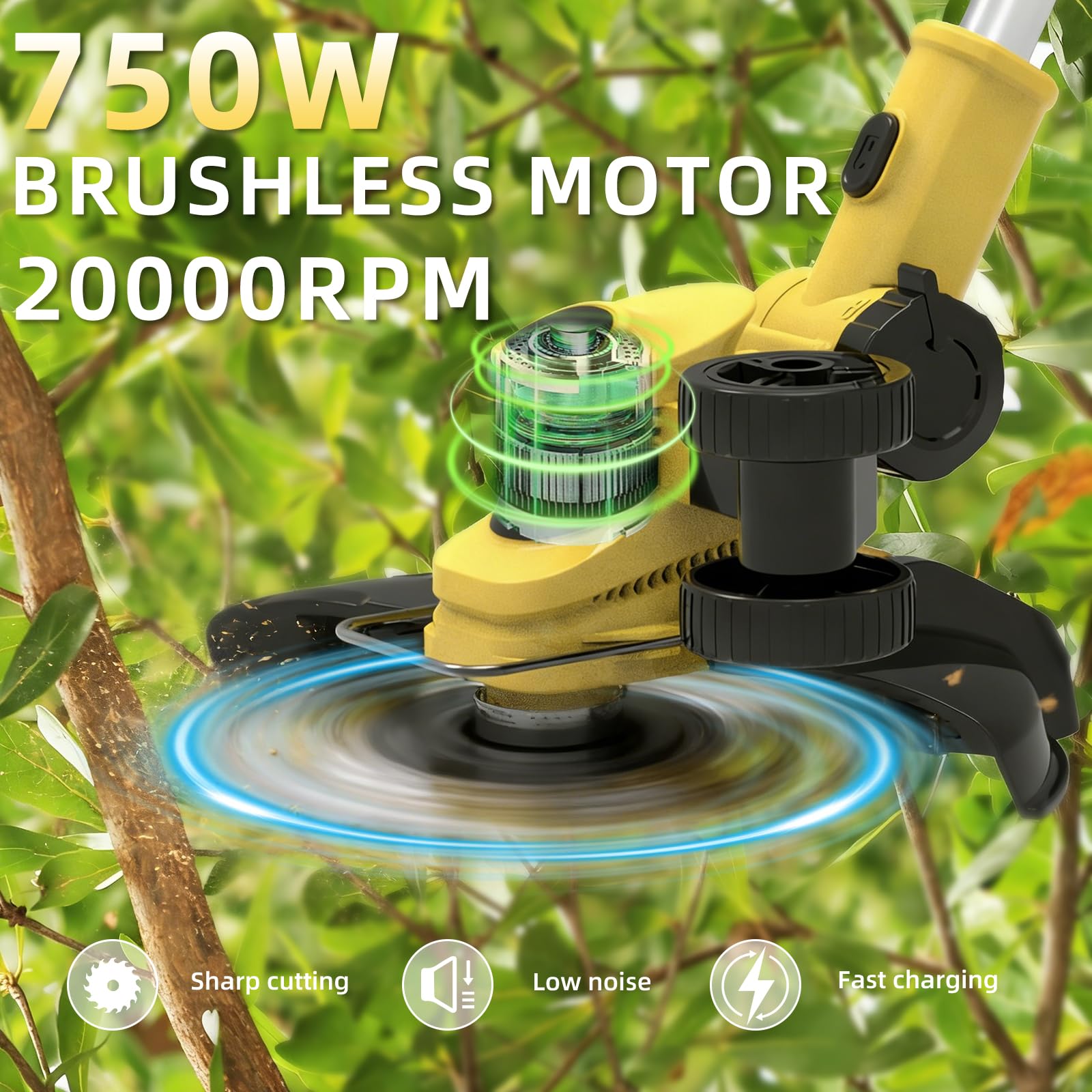 Desbrozadora eléctrica con batería 21V con batería 6 en 1 con 2 pilas - Desbrozadora eléctrica para jardín, patio