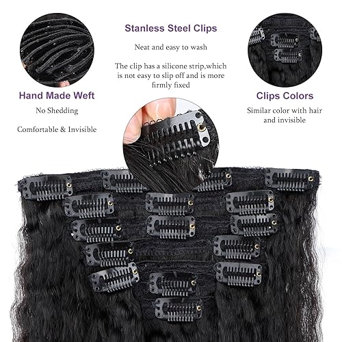 Miniatura 4 de Extensiones de cabello rizado con clip, cabello humano virgen real para mujeres, cabello OQ de cabeza completa, sin procesar, Remy, rizado, clip,
