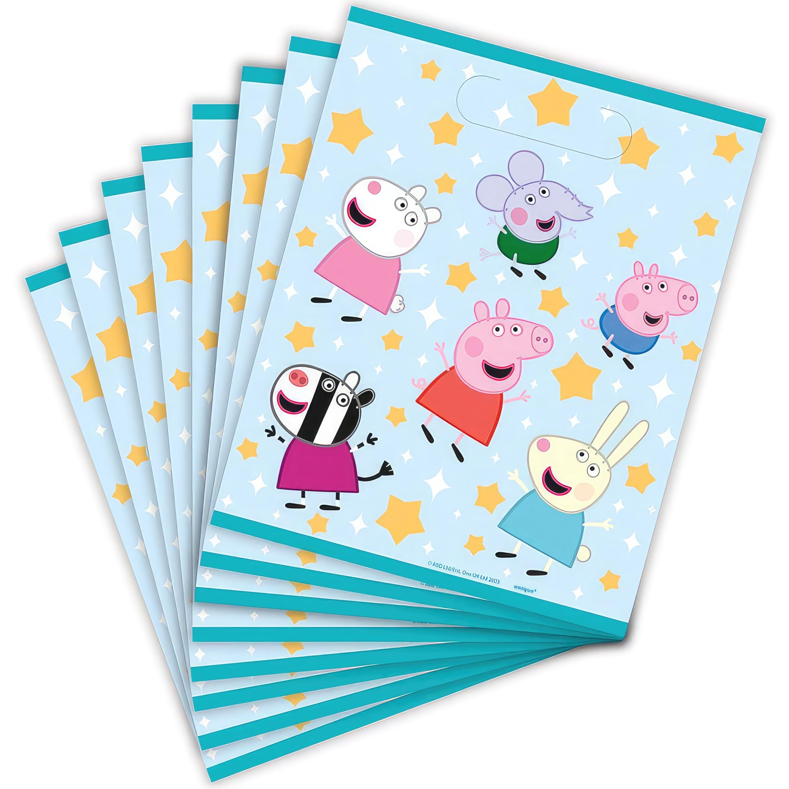 Unique Peppa Pig Plastic Loot Bags - (8 Count) | Party Favor Bags, Perfect for Kids' Birthday Celebration