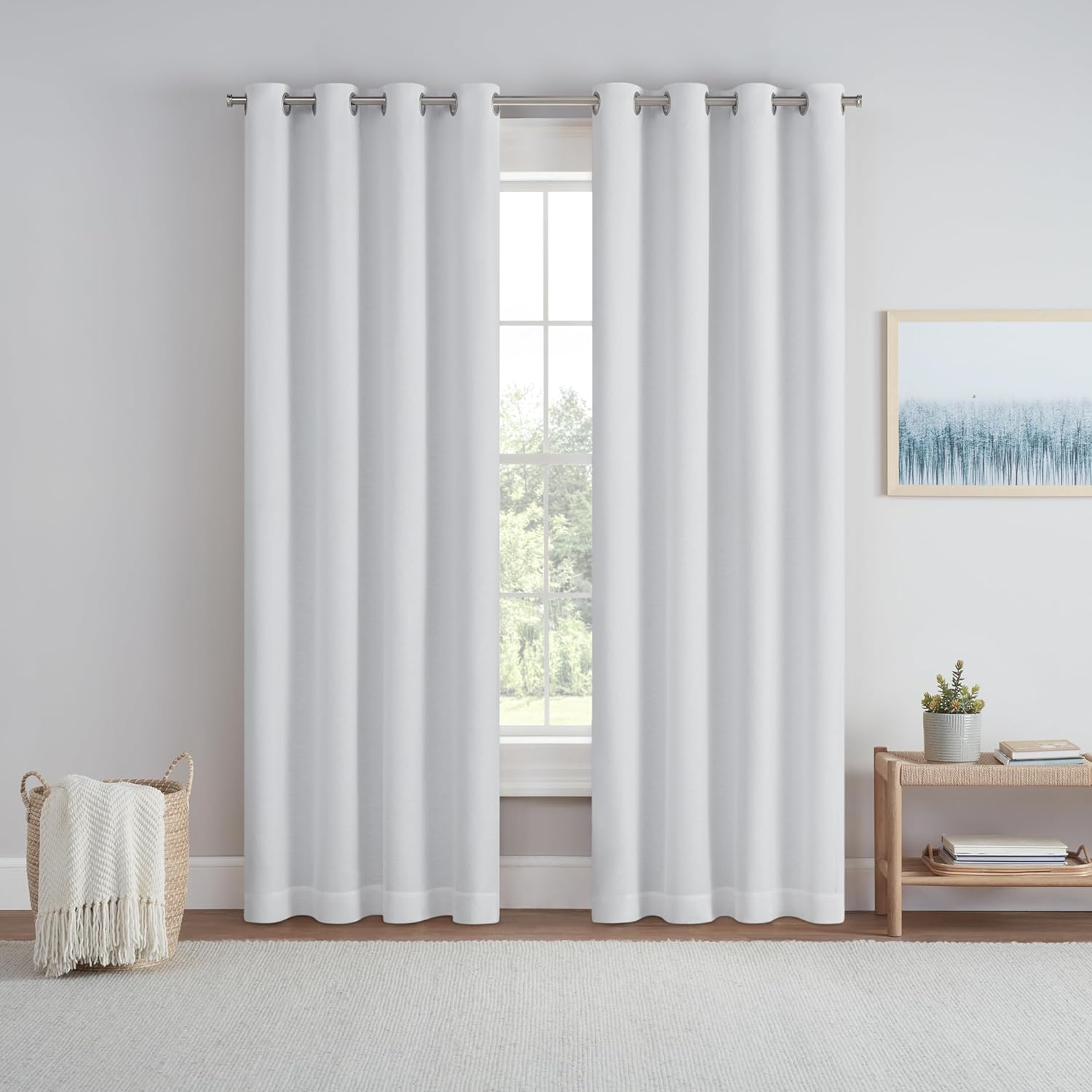 Eclipse Dutchess 100% Blackout Lined Grommet Curtains, Thermal Insulated Window Curtains for Living Room, Bedroom or Media Room, (1 Panel), 84 in Long x 50 in Wide, White