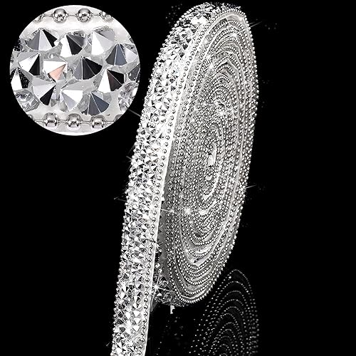Cintas de diamantes de imitación de 3 yardas, cinta autoadhesiva de resina, cinta de cristal con purpurina, cinturón para manualidades y artesanías