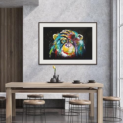 Miniatura 3 de Lienzo decorativo para pared, diseño de mono, colorido graffiti, póster abstracto de animales, arte de pared de graffiti, impresiones artísticas de