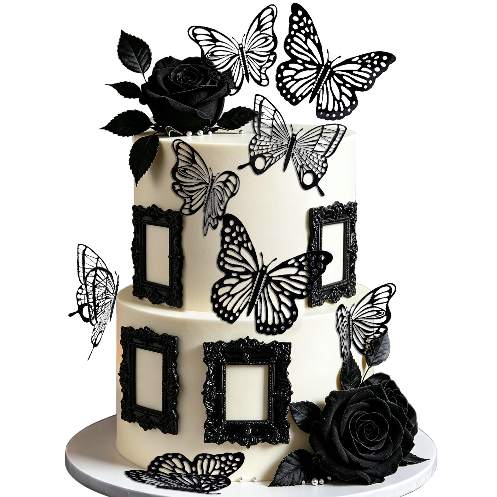 LaVenty Black Goth Cake Decorations Butterfly Goth Cake Topper