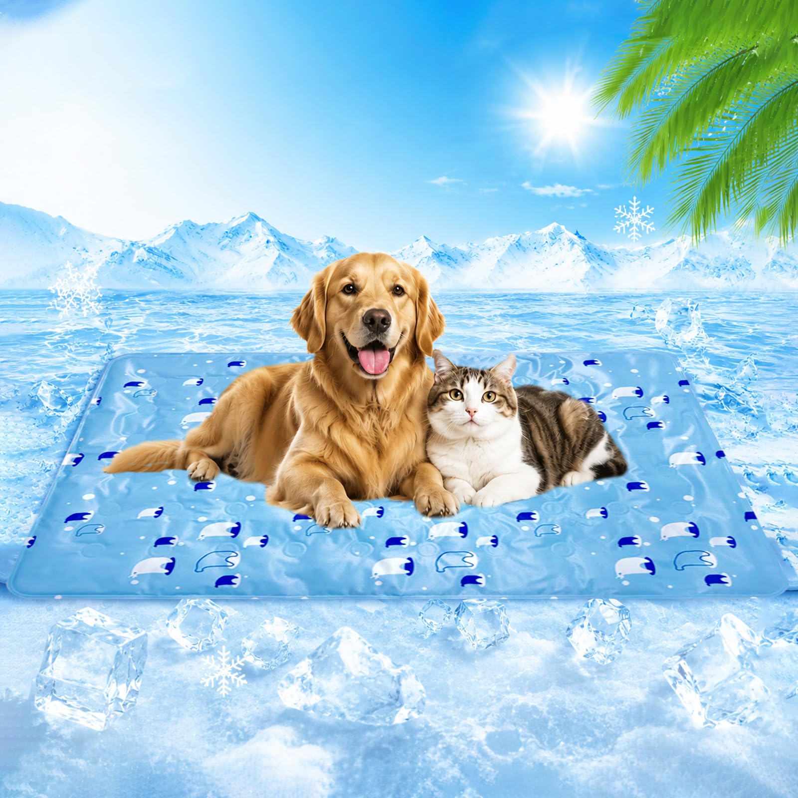 Cama Refrescante Perro, Azul, 60x90cm | Almohadilla de Gel Autorefrescante, Duradera e Impermeable, Para Perros y Gatos, Manta de Hielo, Mantiene Frescas en Verano