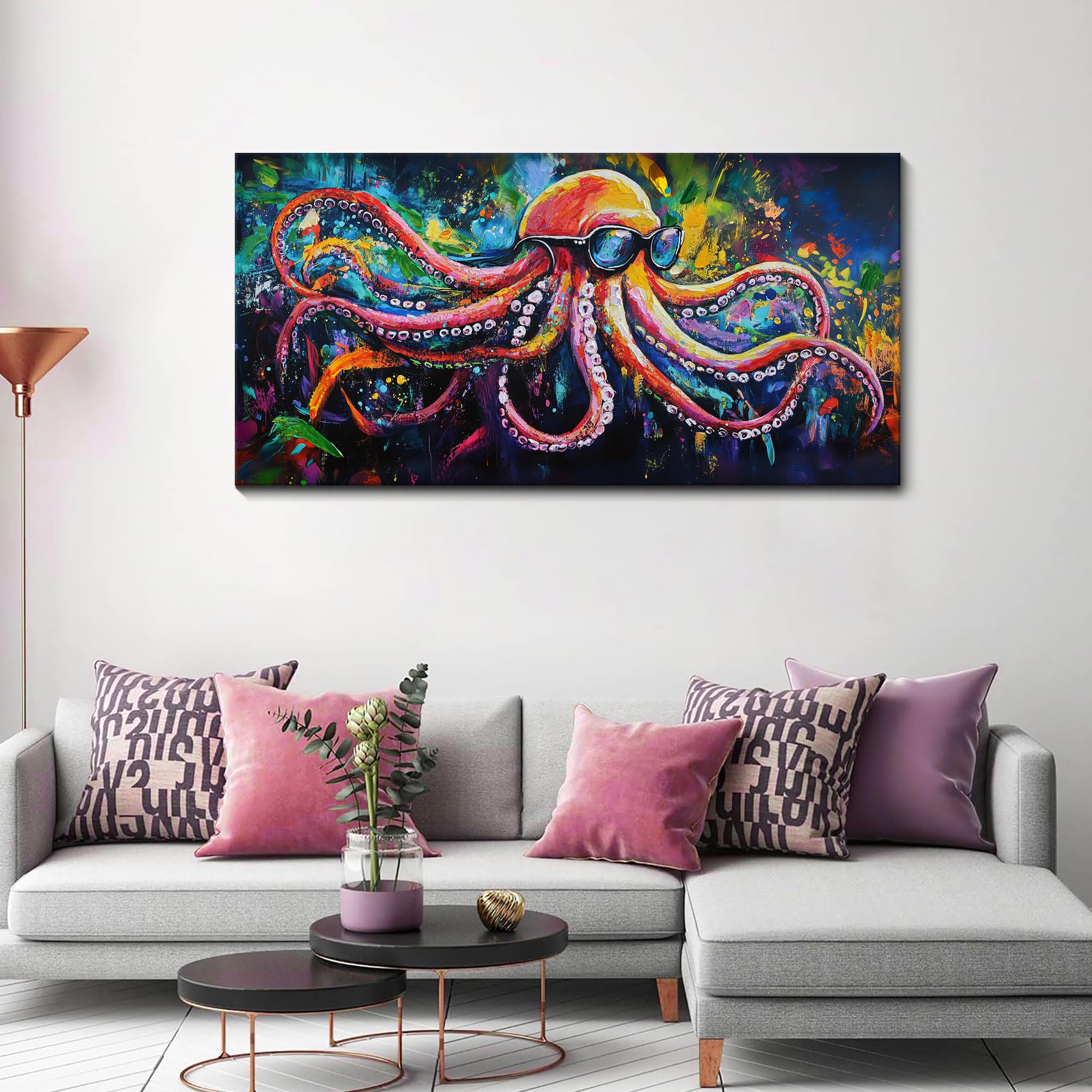 Amazon.com: JEAWA Large Canvas Wall Art - Funny Octopus Wearing