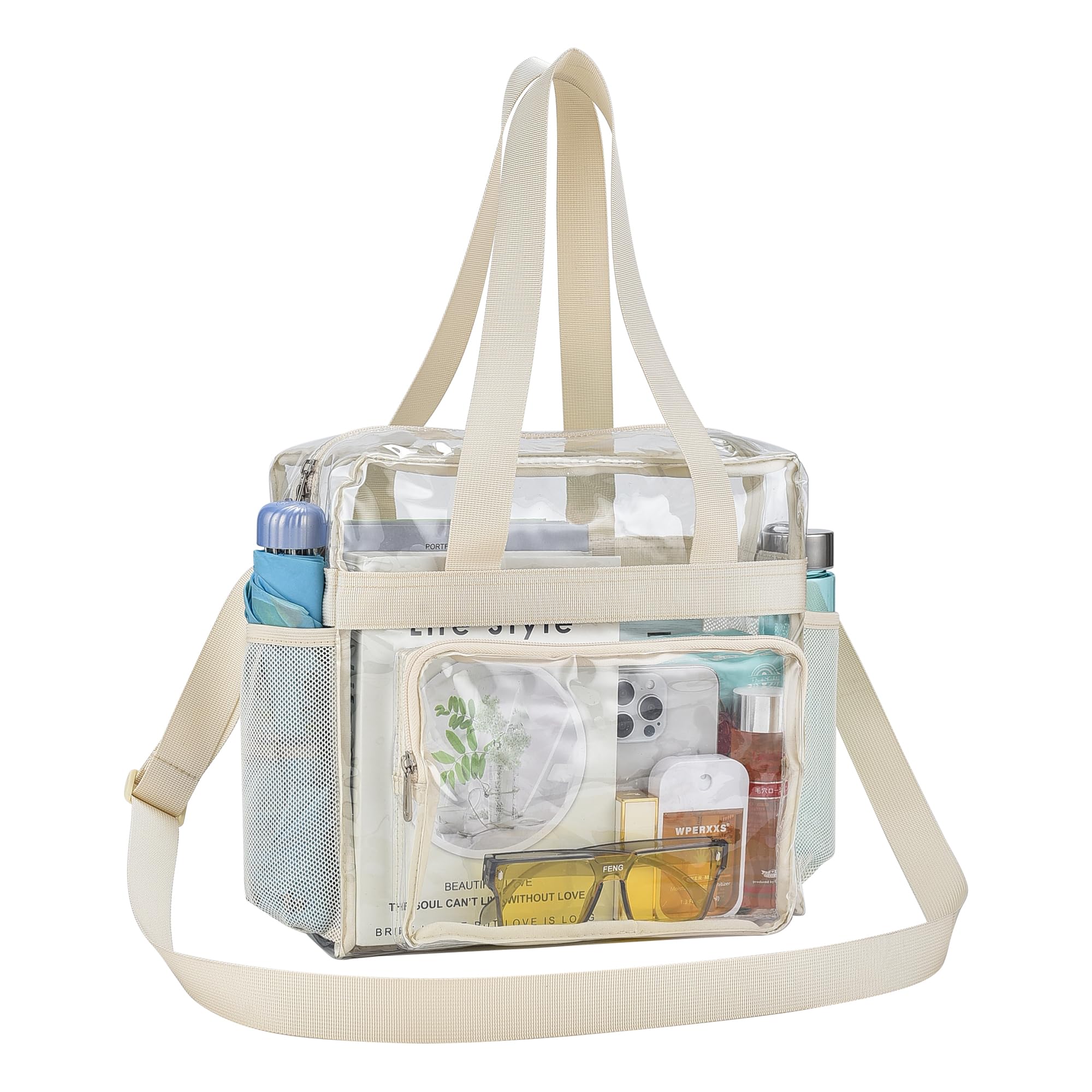 Clear Bag for Stadium Events 12 6 12 Clear Gym Tote Bag with Front Pocket for Concert Sport