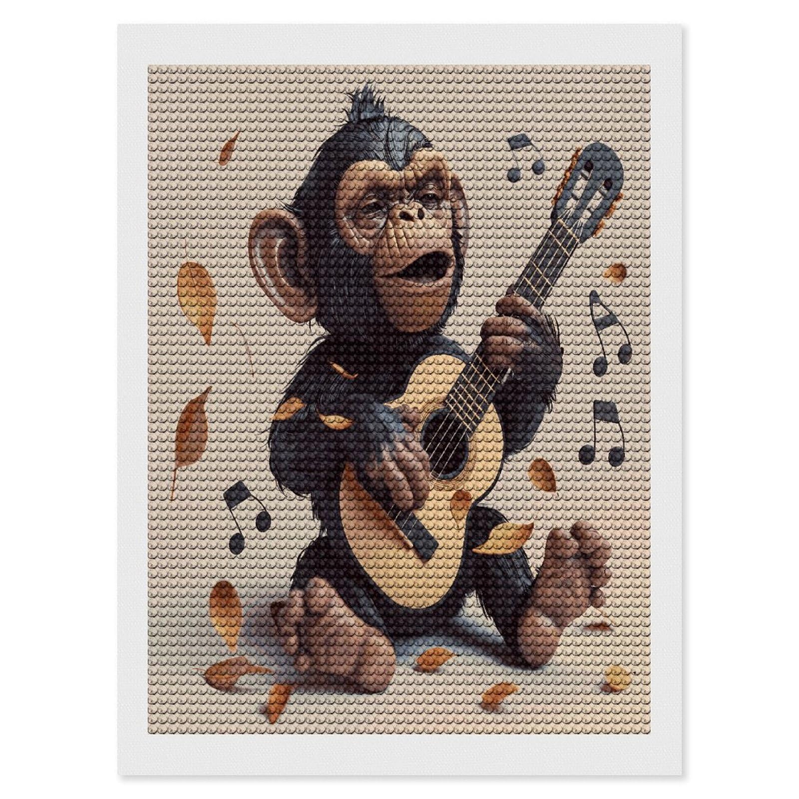 FekiLoot Monkey Music Diamond Art Kits for Adults Diamond Painting Kits for Beginners DIY Diamond Art Kits Round Full Drill Diamond Dot Gem Painting for Home Wall Decor Gift 12"x16"