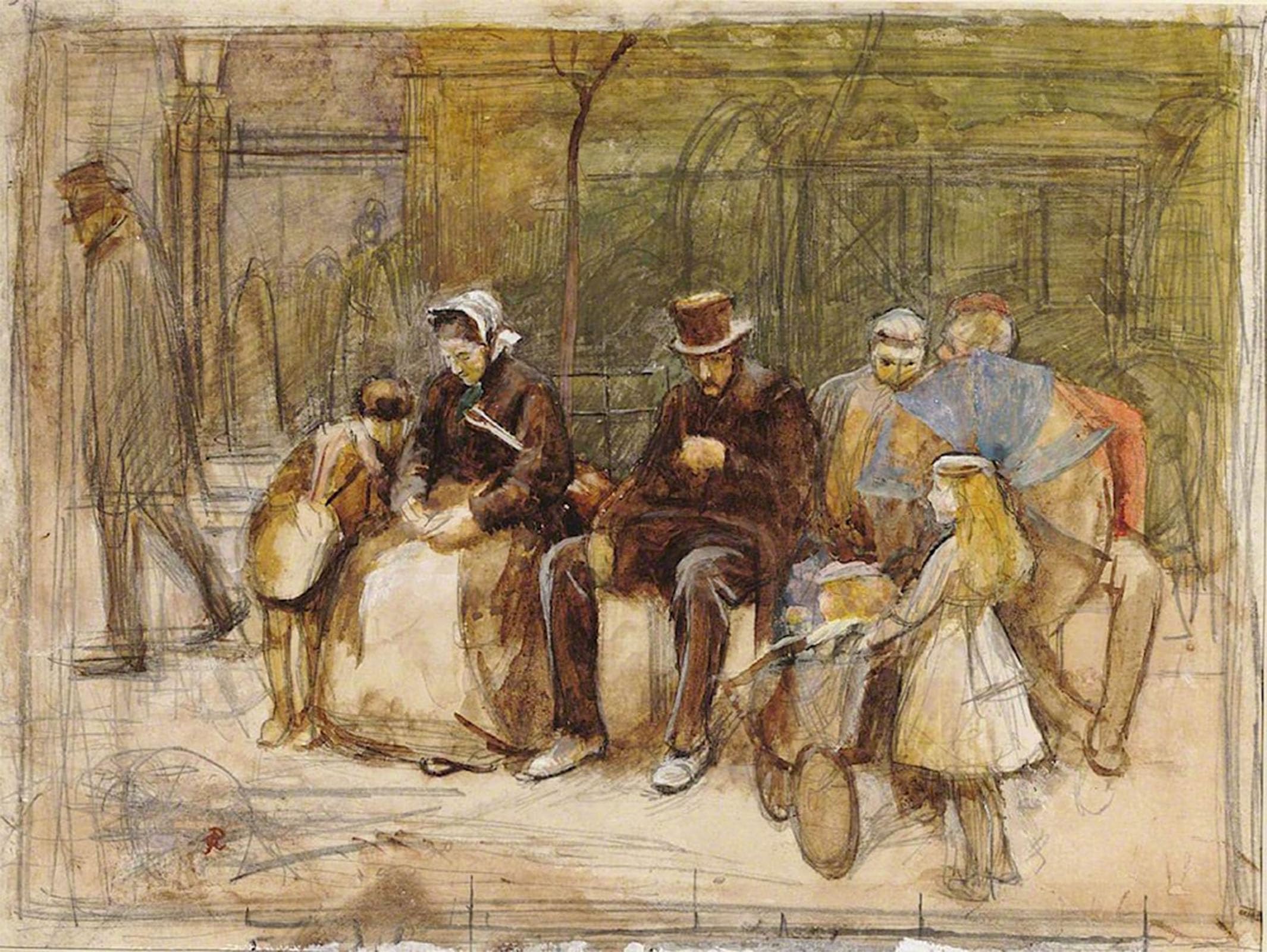 SERENDIPITP Vintage Picture Print on Canvas Wall Art Poster Study for 'a Seat in St Park' by George John Pinwell Artwork Print Poster for Wall Decor 60x90cm