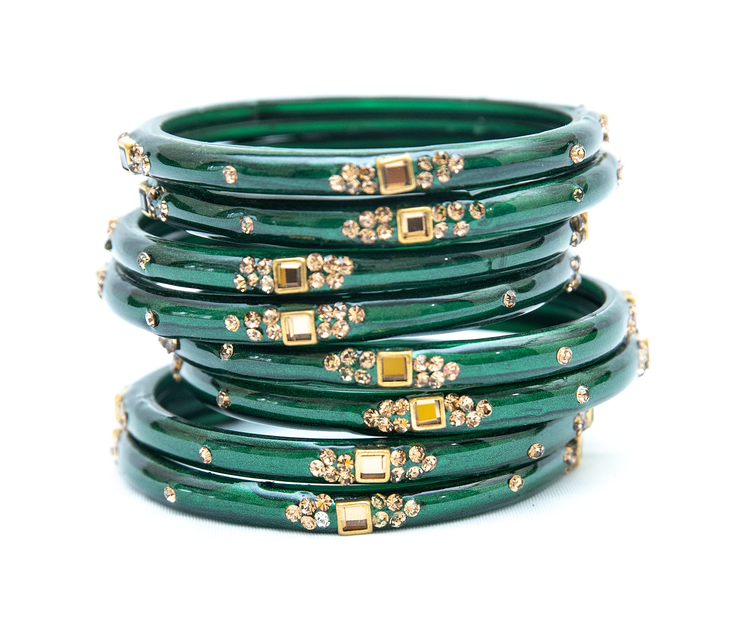 Swara CreationsTraditional Glass Kada Bangles Set for women & girls Glossy Bangles Gemstone stone work Red Green Yellow Pink multicolor glass Kade