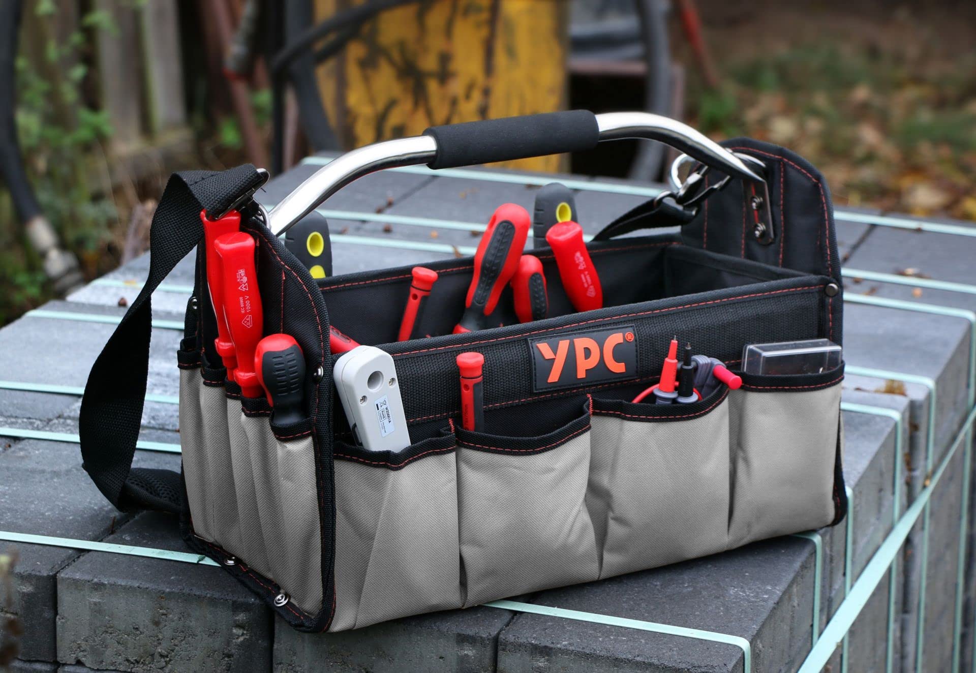 YPC Presto Gereedschapsgordeltas XL, gereedschapsriem, werkriem, waterdichte gereedschapstas met hamerlus, scheurvaste nylon riem, 12 zakken, grijs-zwart, 27 x 21 x 13 cm, 5 kg draagkracht YPC Presto Gereedschapsgordeltas XL, gereedschapsriem, werkriem, waterdichte gereedschapstas met hamerlus, scheurvaste nylon riem, 12 zakken, grijs-zwart, 27 x 21 x 13 cm, 5 kg draagkracht