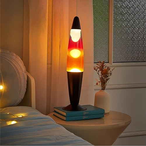 Miniatura 6 de Lámpara de volcán Rocket Glow de 16 pulgadas con base negra, cristal arcoíris y cera blanca, lámpara novedosa y decoración del hogar para adultos,