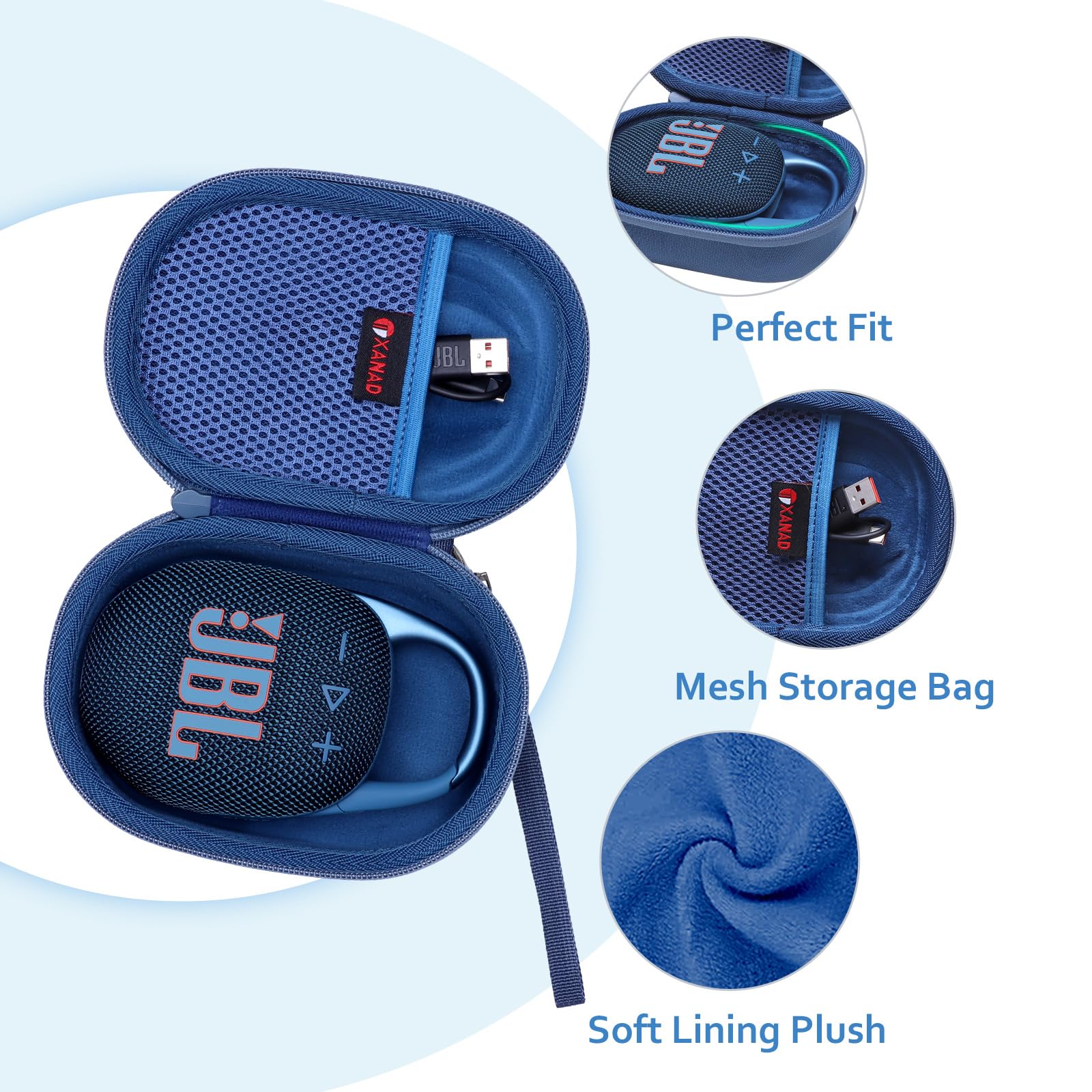 XANAD Hard Case Compatible with JBL Clip 5/Clip 4/Clip 4 Eco or Soundcore Select 4 Go Portable Speaker(Blue)